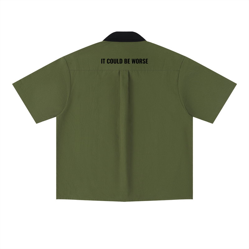 Color Block Short Sleeve Shirt by ODMPOD