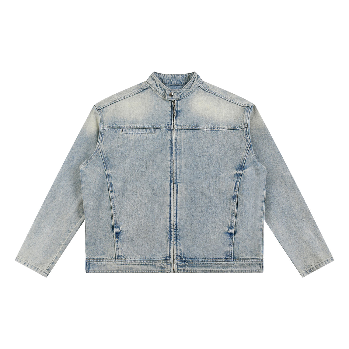 Vintage Wash Zip Denim Jacket by ODMPOD