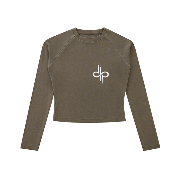 Dyed Washed Raglan Long Sleeve Slim T-Shirt by ODMPOD
