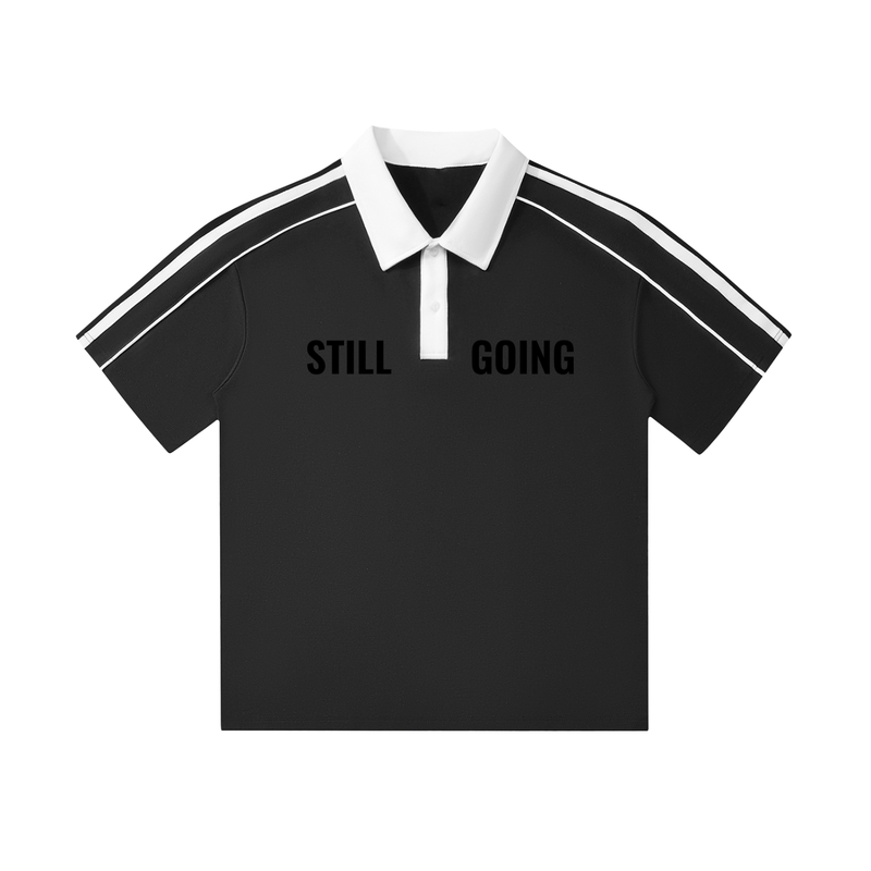 Contrast Collar Short-Sleeve Polo Shirt by ODMPOD