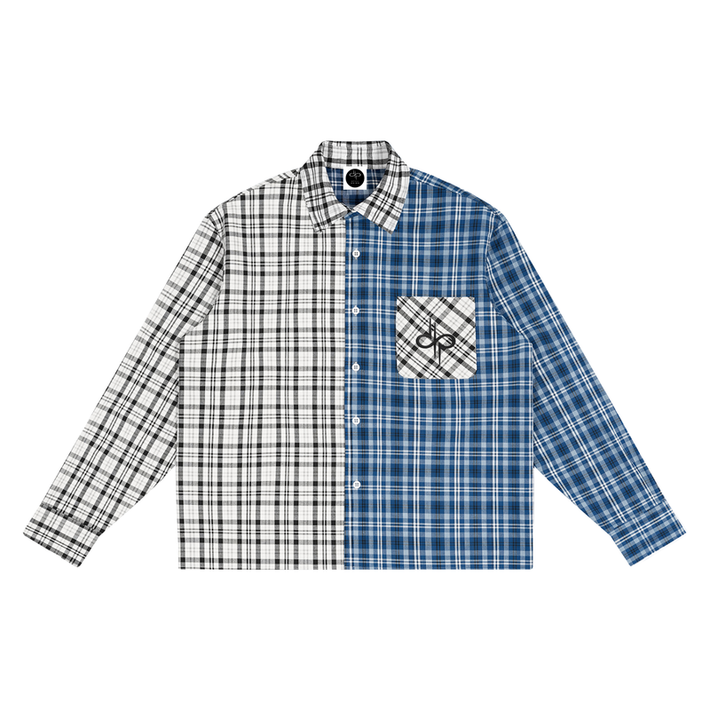 Unisex Oversized Plaid Color Block Shirt by ODMPOD