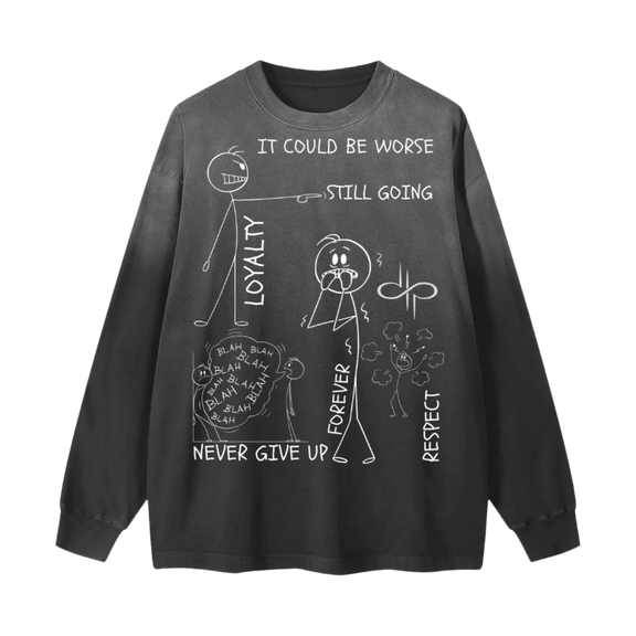 "WORDS HAVE POWER" Gradient Vintage Washed Long Sleeve Tee by ODMPOD