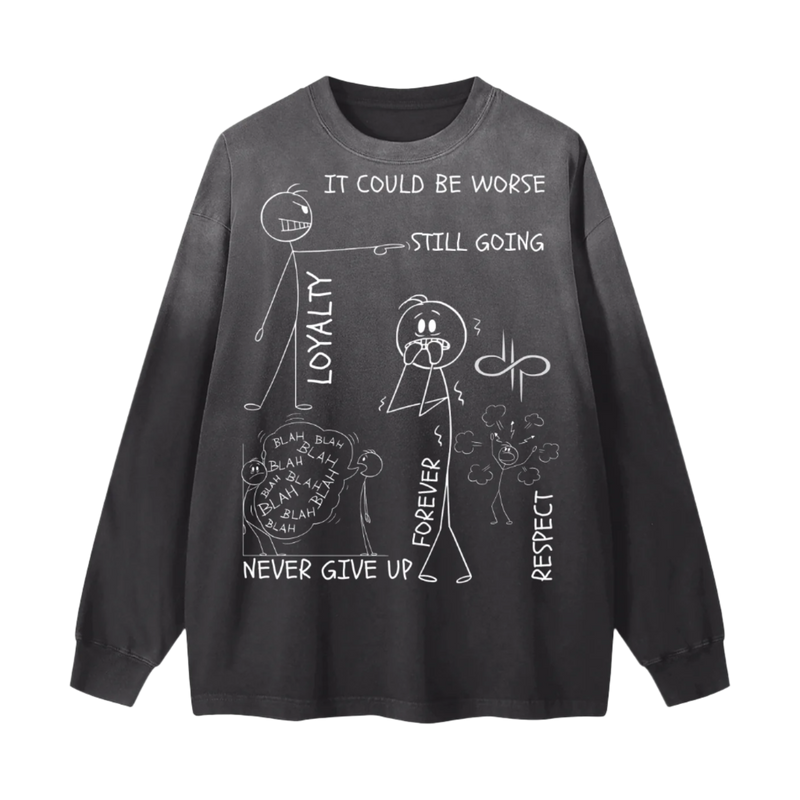 "WORDS HAVE POWER" Gradient Vintage Washed Long Sleeve Tee by ODMPOD