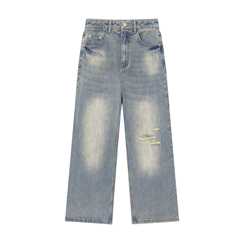 Vintage Wash Distressed Denim Jeans by ODMPOD