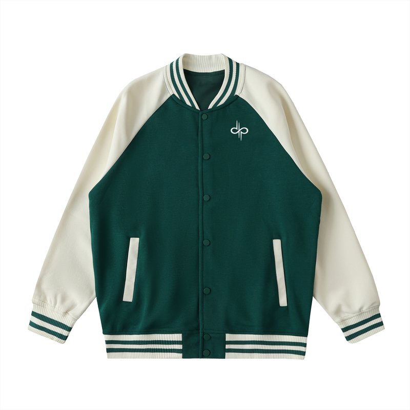 Two Tone Raglan Sleeve Varsity Jacket by ODMPOD