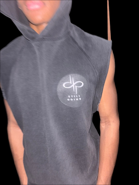 "WORDS HAVE POWER" Snow Washed Sleeveless Hoodie by ODMPOD