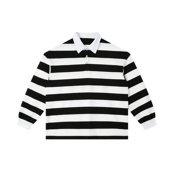 Color Block Stripe Polo Shirt by ODMPOD