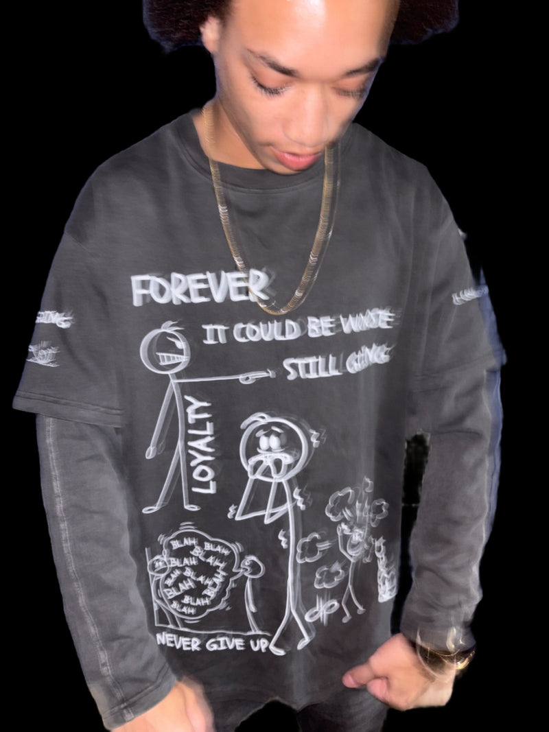 "WORDS HAVE POWER" Unisex Faux-layered Faded Long Sleeve by PODpartner