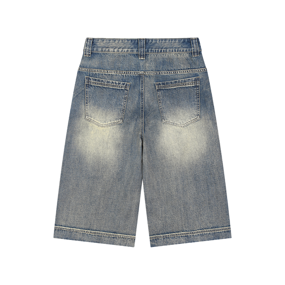 Vintage Wash Baggy Denim Shorts by ODMPOD
