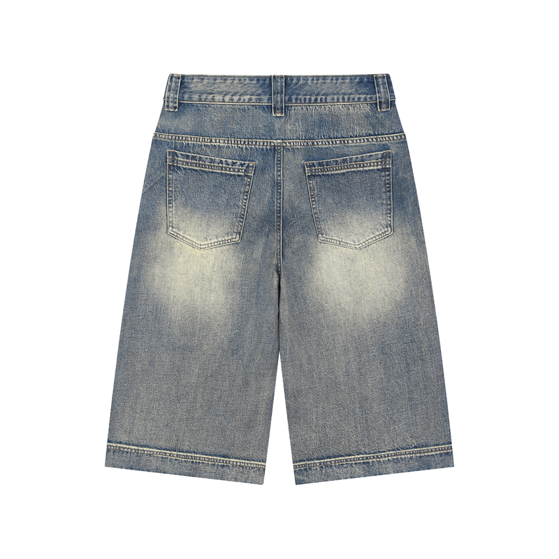 Vintage Wash Baggy Denim Shorts by ODMPOD