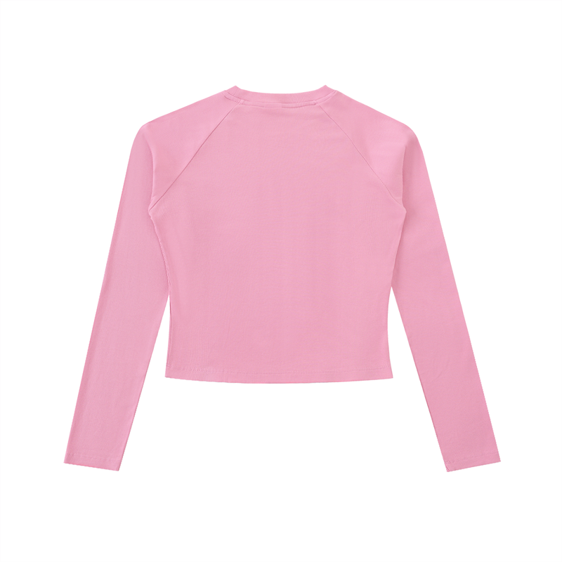 Dyed Washed Raglan Long Sleeve Slim T-Shirt by ODMPOD