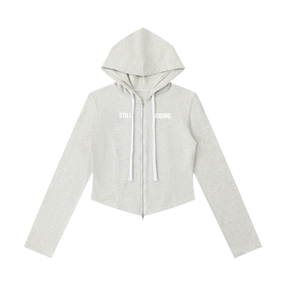 Women's Slim Cropped Full Zip Hoodie by ODMPOD