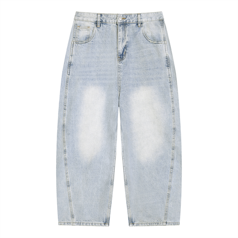 Men's Vintage Wash Sunfade Barrel Leg Jeans by ODMPOD