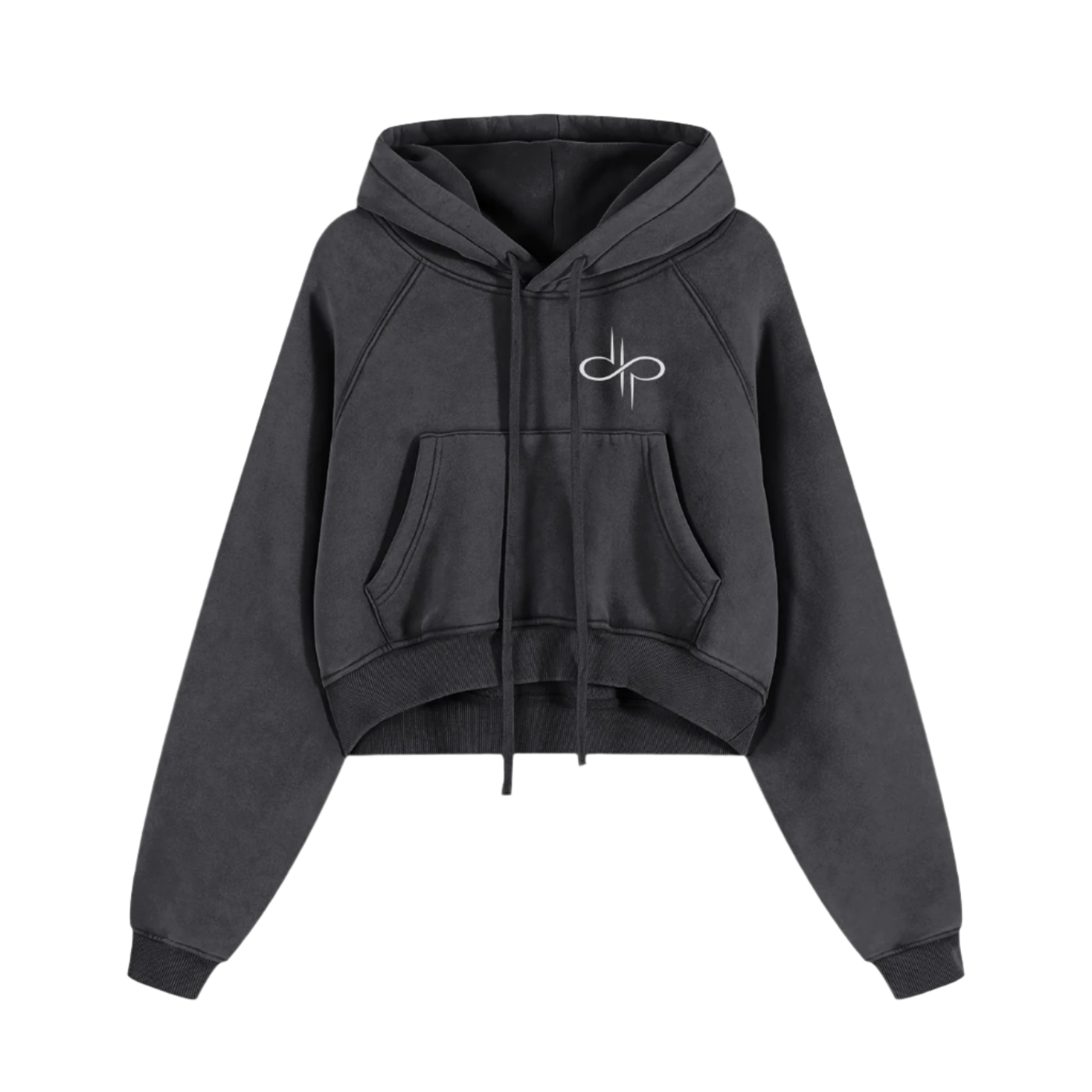 Snow Washed Cropped Hoodie "skull flowers" by ODMPOD