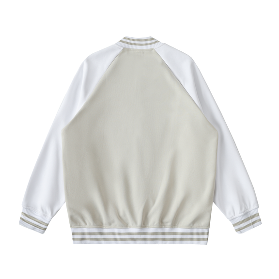 Two Tone Raglan Sleeve Varsity Jacket by ODMPOD