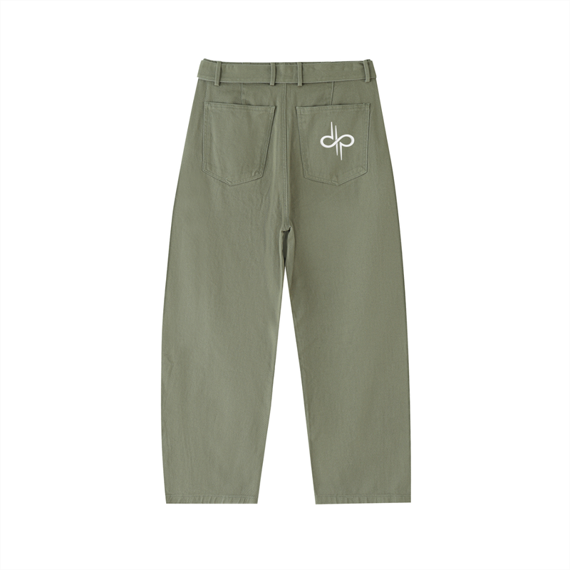 Women’s Twisted-Seam Belted Curved-Blade Pants