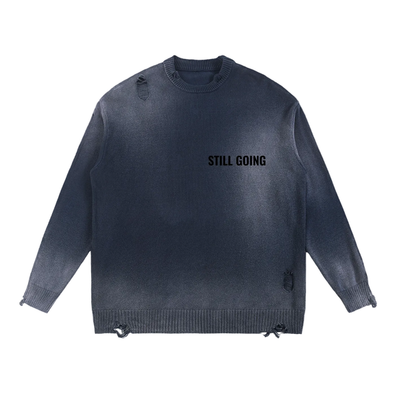 Sun Fade Distressed Ripped Crewneck sweater by ODMPOD
