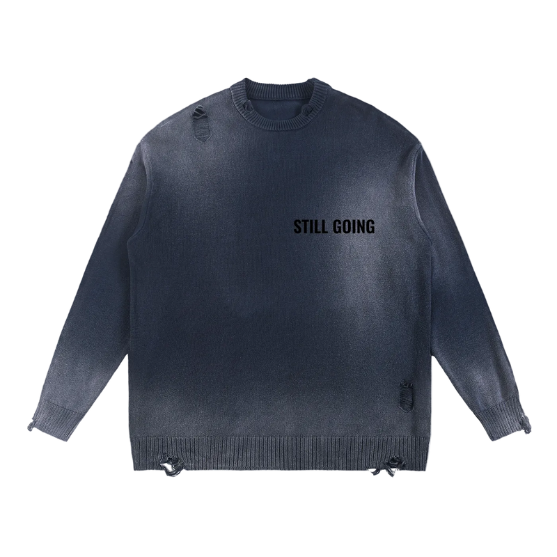 Sun Fade Distressed Ripped Crewneck sweater by ODMPOD