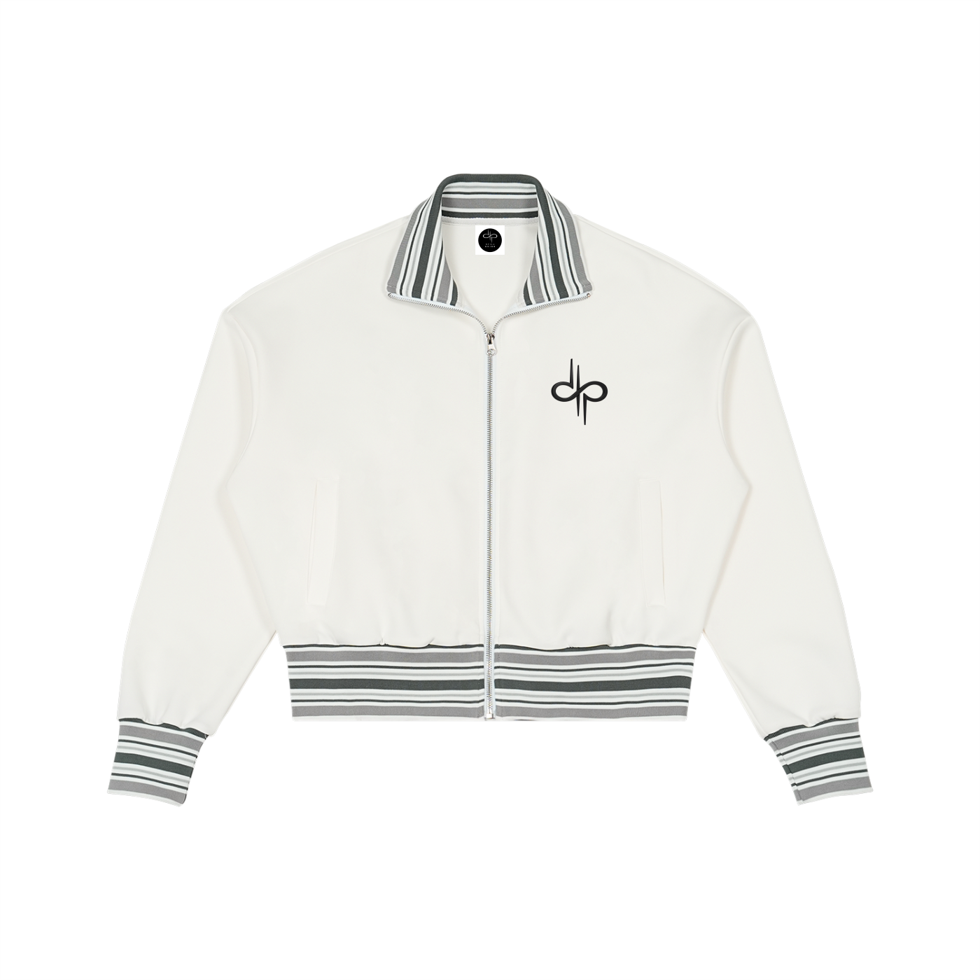 Striped Rib Collar Zip Jacket by ODMPOD