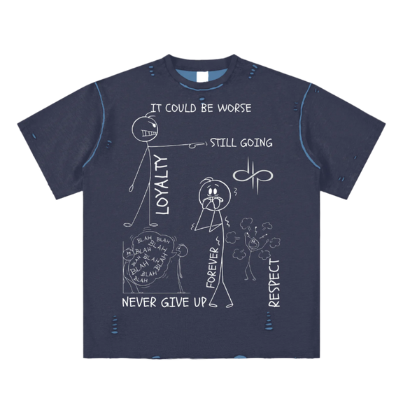 "WORDS HAVE POWER" Hand-frayed Reversible T-shirt by ODMPOD