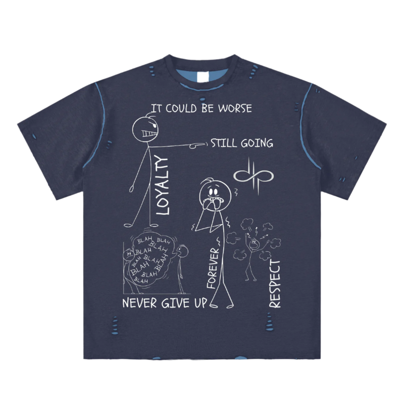 "WORDS HAVE POWER" Hand-frayed Reversible T-shirt by ODMPOD
