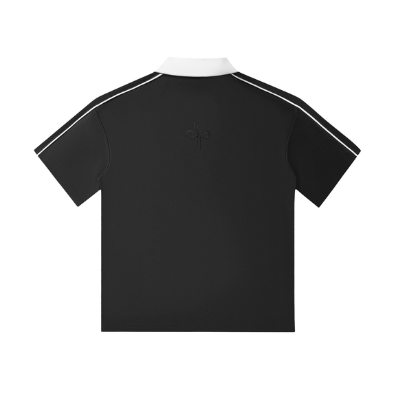 Contrast Collar Short-Sleeve Polo Shirt by ODMPOD