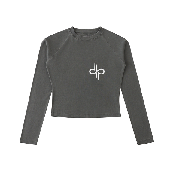 Dyed Washed Raglan Long Sleeve Slim T-Shirt by ODMPOD