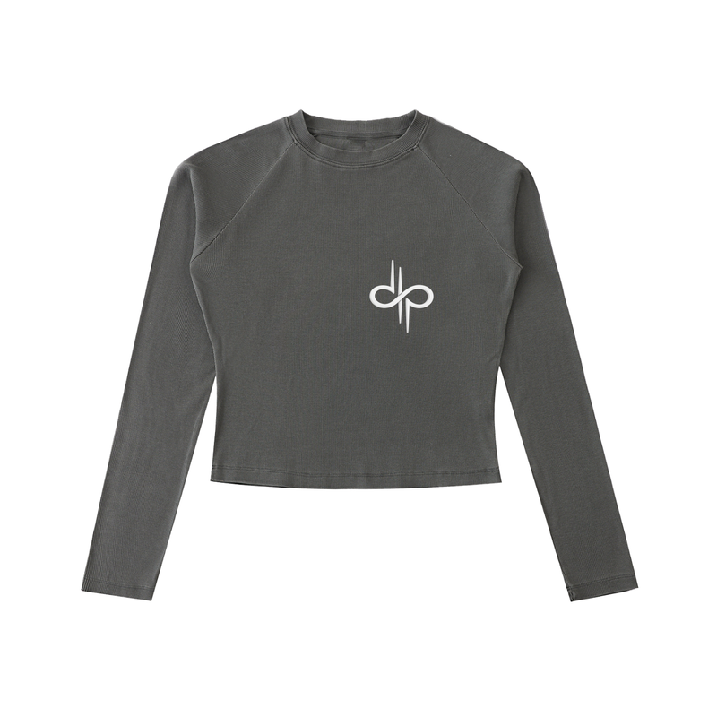 Dyed Washed Raglan Long Sleeve Slim T-Shirt by ODMPOD
