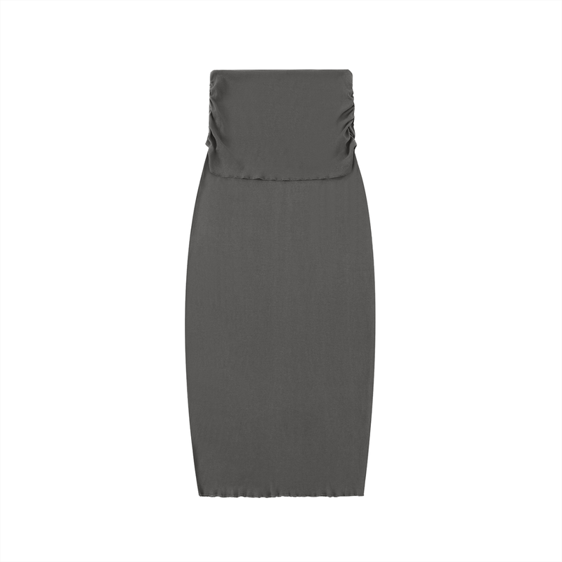 Dyed Washed Straight Hip-Hugging Slim Maxi Skirt by ODMPOD
