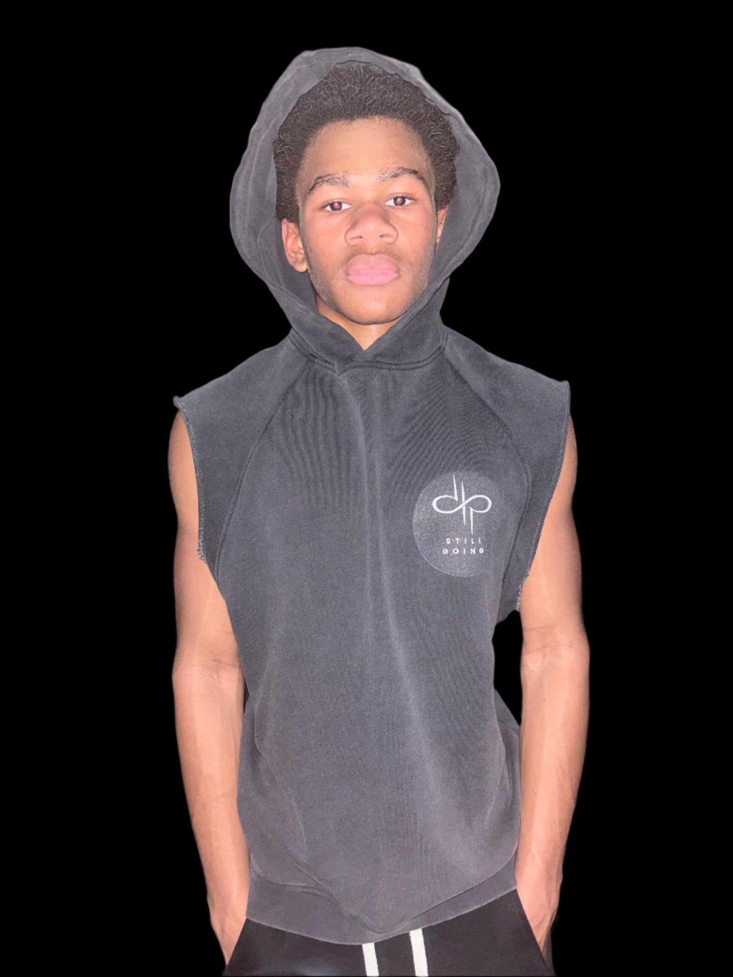 "WORDS HAVE POWER" Snow Washed Sleeveless Hoodie by ODMPOD