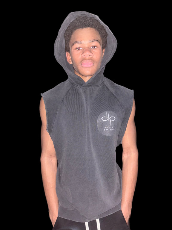 "WORDS HAVE POWER" Snow Washed Sleeveless Hoodie by ODMPOD