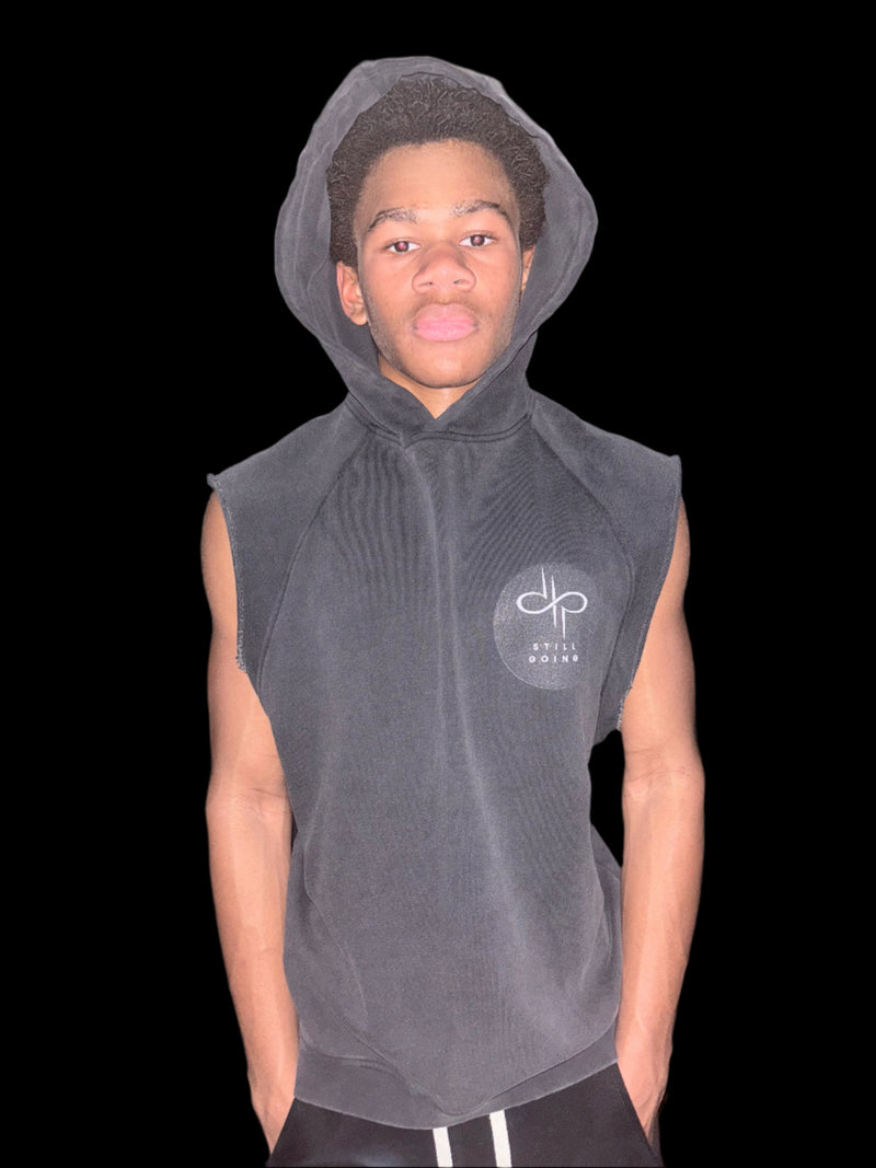 "WORDS HAVE POWER" Snow Washed Sleeveless Hoodie by ODMPOD