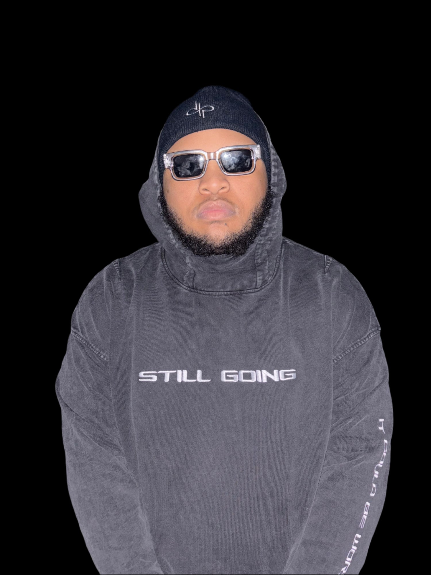 "WORDS HAVE POWER" Slit Hem Turtleneck Hoodie by PODpartner
