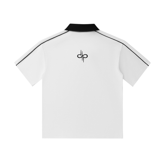 Contrast Collar Short-Sleeve Polo Shirt by ODMPOD