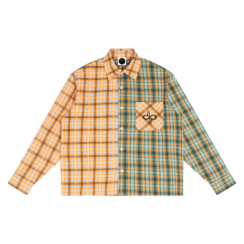 Unisex Oversized Plaid Color Block Shirt by ODMPOD