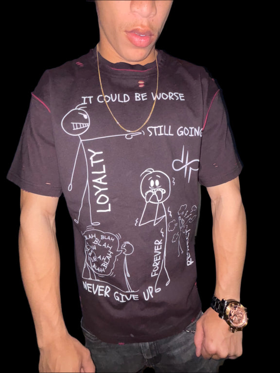 "WORDS HAVE POWER" Hand-frayed Reversible T-shirt by ODMPOD