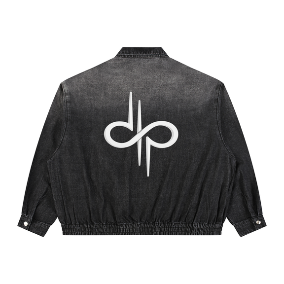 Unisex Vintage Wash Full-Zip Denim Jacket by ODMPOD