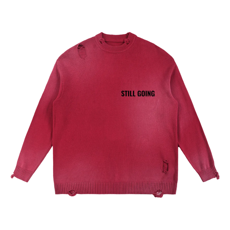Sun Fade Distressed Ripped Crewneck sweater by ODMPOD