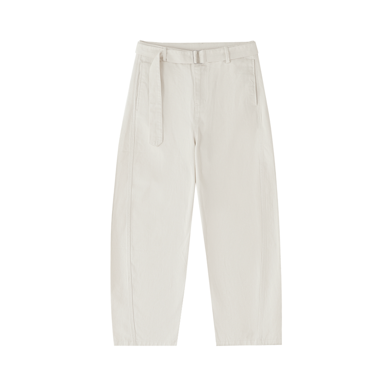 Women’s Twisted-Seam Belted Curved-Blade Pants