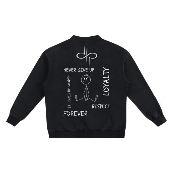 "WORDS HAVE POWER" Snow Washed Sweat Cardigan by ODMPOD
