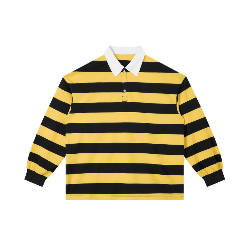 Color Block Stripe Polo Shirt by ODMPOD