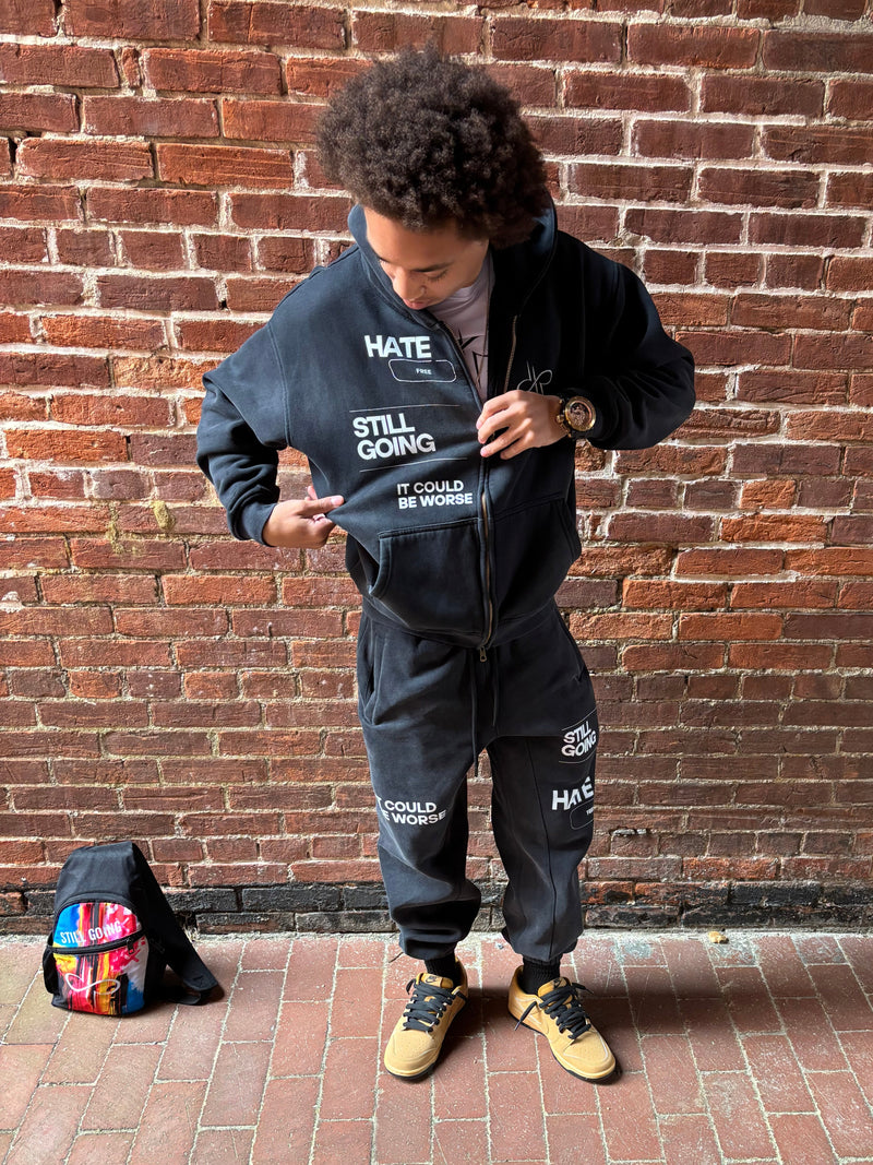 "HATE FREE" Zip- Boxy Hoodie