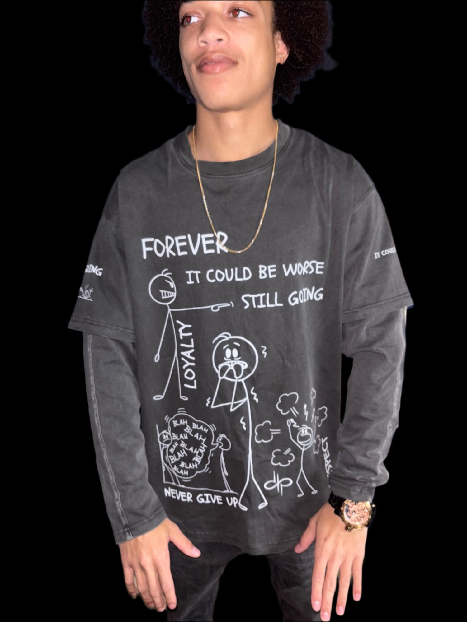 "WORDS HAVE POWER" Unisex Faux-layered Faded Long Sleeve by PODpartner