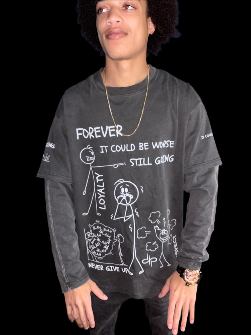 "WORDS HAVE POWER" Unisex Faux-layered Faded Long Sleeve by PODpartner