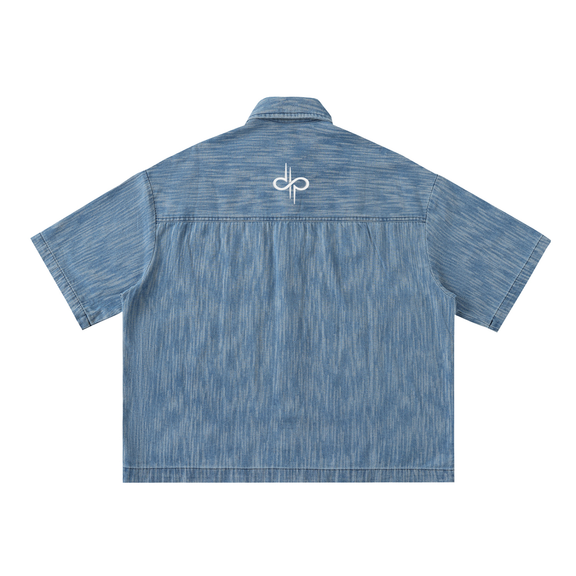Distressed Wash Short-Sleeve Shirt by ODMPOD
