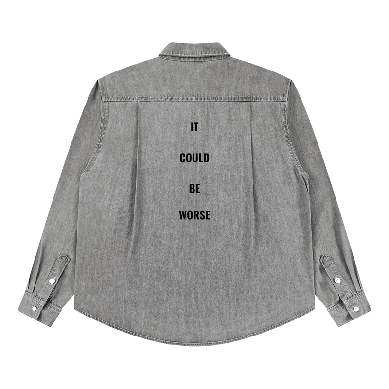 Unisex Vintage Wash Denim Shirt by ODMPOD