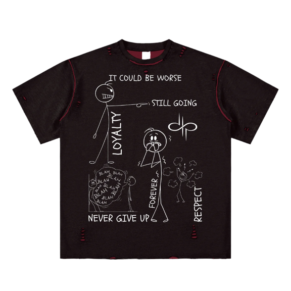 "WORDS HAVE POWER" Hand-frayed Reversible T-shirt by ODMPOD