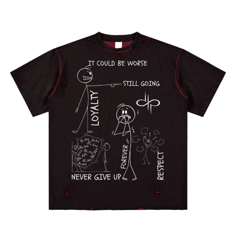 "WORDS HAVE POWER" Hand-frayed Reversible T-shirt by ODMPOD
