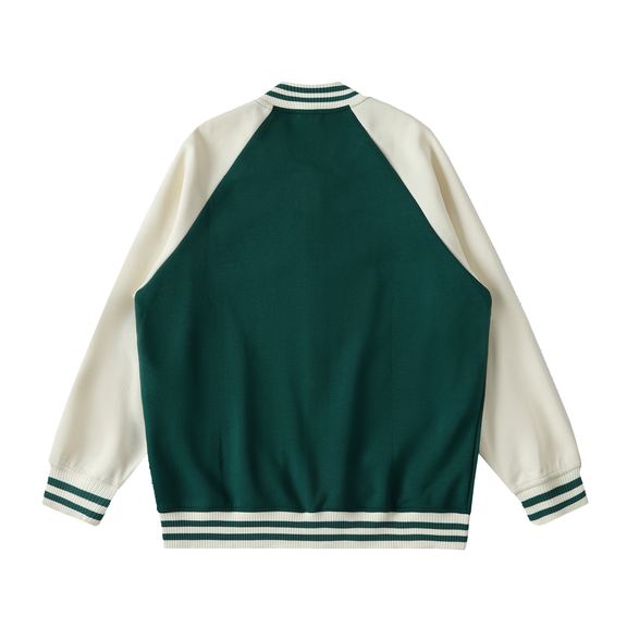 Two Tone Raglan Sleeve Varsity Jacket by ODMPOD
