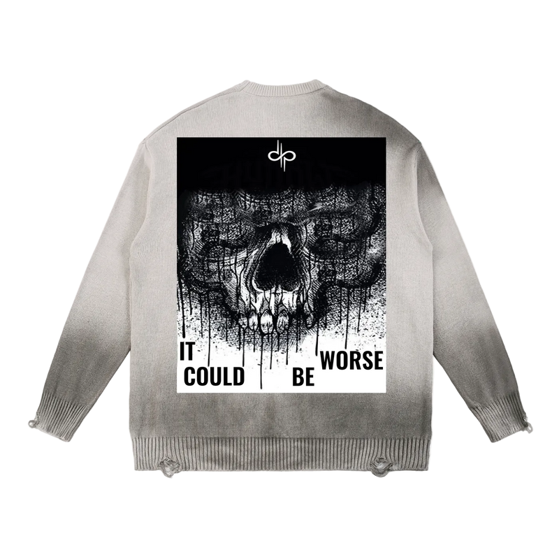 Sun Fade Distressed Ripped Crewneck sweater by ODMPOD